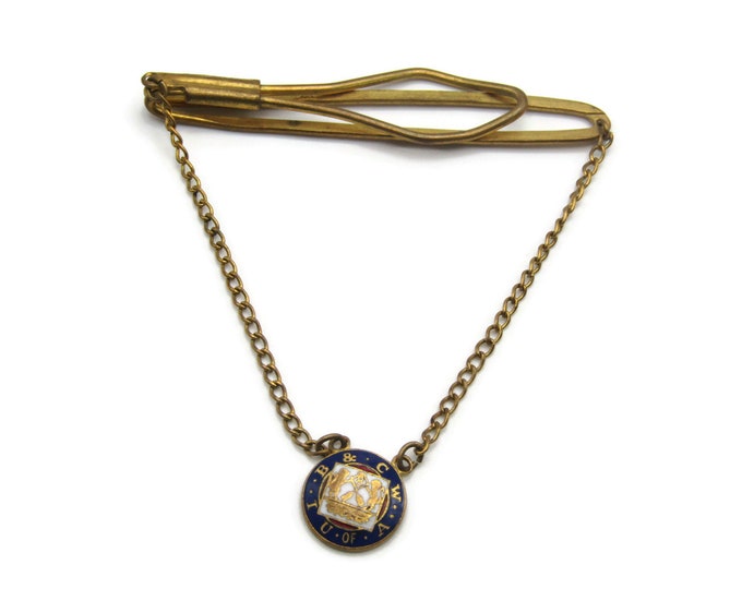 B & CW IU of A Crest Union Tie Clip Gold Tone Tie Bar Men's Jewelry