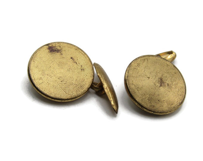 Textured Round Cuff Links Men's Jewelry Gold Tone