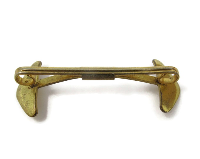 Tie Collar Bar Clip: Large Wings Rinkless Gold Tone Vintage Men's Jewelry Nice Design