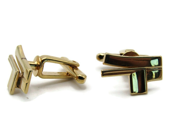 Abstract Shape Cuff Links Men's Jewelry Gold Tone
