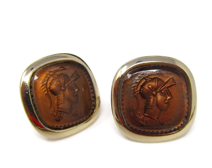 Vintage Cufflinks for Men: Warrior Profile Helmet Design Very Nice