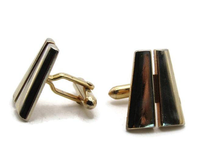 Tapered Triangle Cut Out Center Cuff Links Men's Jewelry Gold Tone