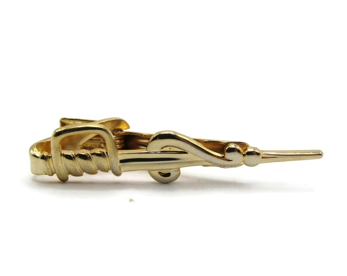Stylized Sword Smooth Finish Gold Tone Tie Clip Tie Bar Modernist Men's Jewelry