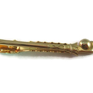 Vintage Men&#39;s Tie Bar Clip Jewelry: Stunning Ball & Umbrella Shape Gold Tone Design