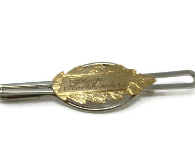 HK Enders Leaf Tie Bar Clip Vintage Gold Tone Stand Out w/ Style Fit In with Class