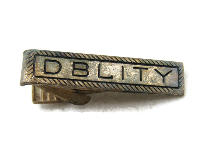 DBLITY Lettered Tie Clip Vintage Silver Tone Tie Bar Men's Jewelry