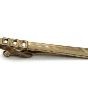 Squares and Lines Design Modernist Tie Clip Gold Tone Tie Bar