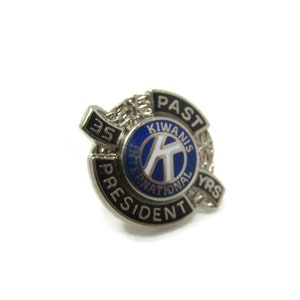 Kiwanis Past President 35 Years Tie Pin Tack Silver Tone Vintage Men&#39;s Jewelry Nice Design