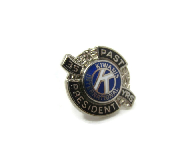 Kiwanis Past President 35 Years Tie Pin Tack Silver Tone Vintage Men's Jewelry Nice Design