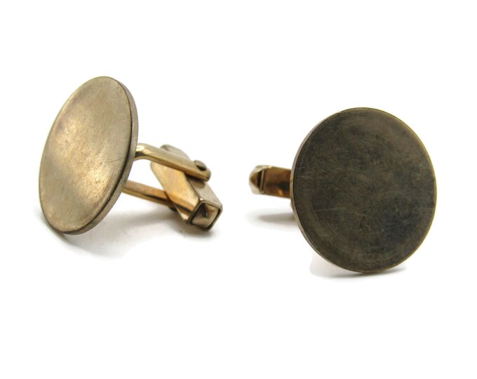 Smooth Finish Circle Cuff Links Men's Jewelry Gold Tone