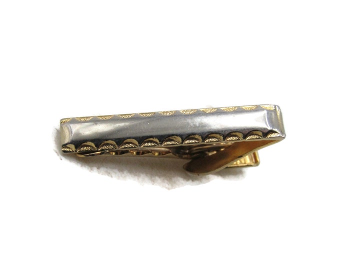 Beveled Edge Tie Clip Tie Bar Modern Men's Jewelry Silver & Gold Tone