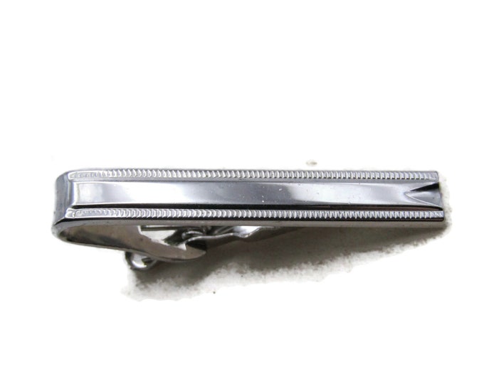 Classic Etched Edge Tie Clip Tie Bar Men's Jewelry Silver Tone