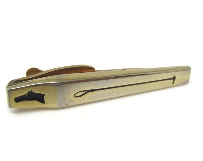 Horse Whip Equestrian Tie Clip Bar Gold Tone Vintage Men's Jewelry Nice Design
