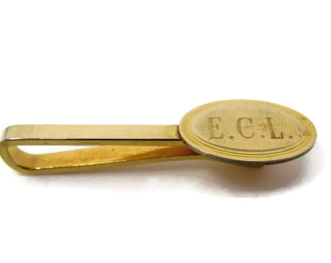 ECL Tie Clip Vintage Tie Bar: Initials High Quality Krementz USA