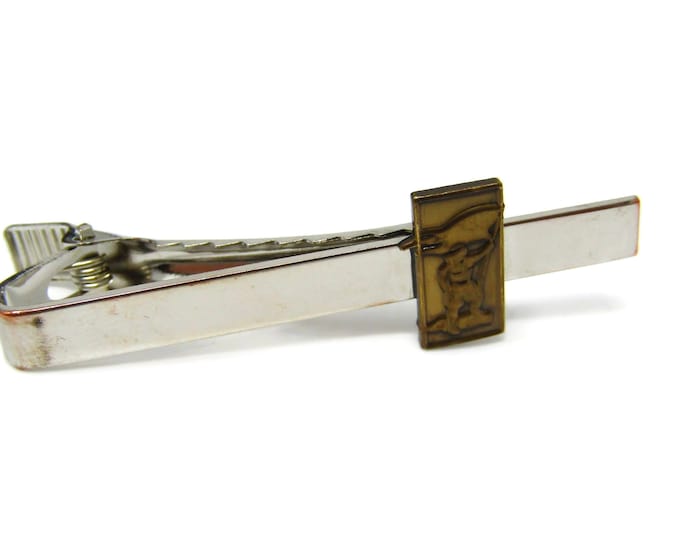 Guy Holding Flag Tie Clip Men's Vintage Tie Bar Hiker Design