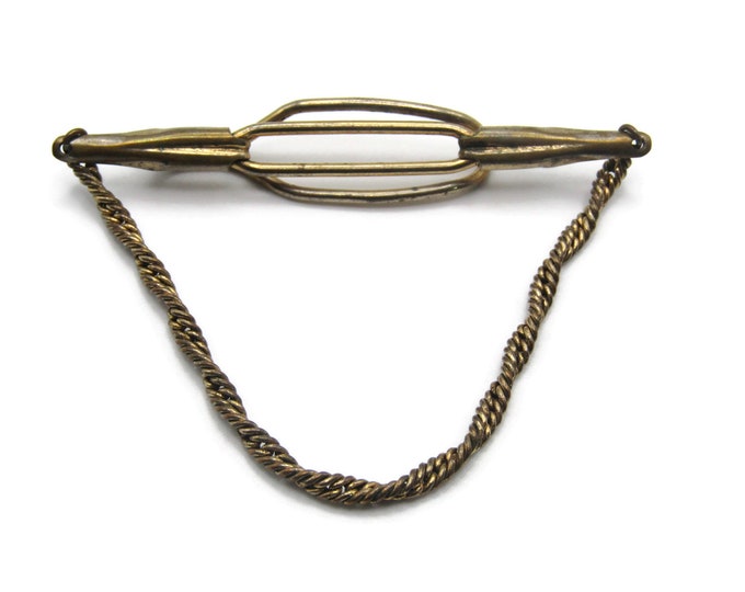 Open Body Tie Chain Vintage Gold Tone Tie Bar Tie Clip Men's Jewelry