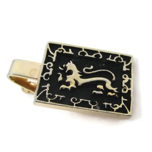 Vintage Tie Clip Tie Bar: Lion Heraldic Excellent Design Gold Tone