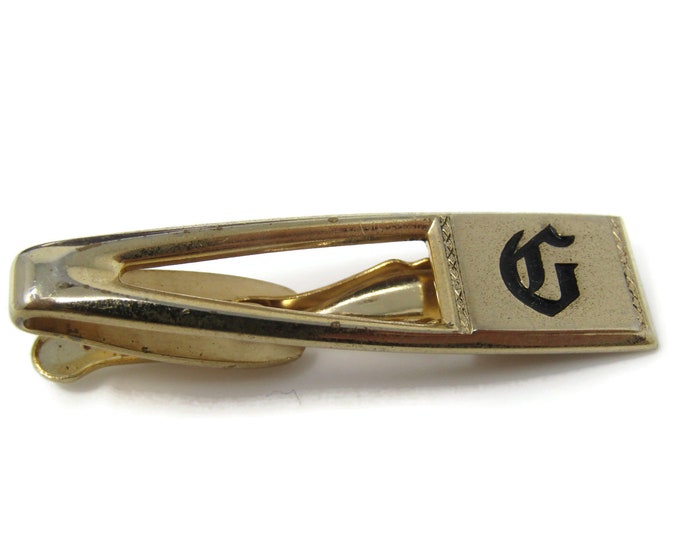 Letter G Initials Tie Clip Tie Bar: Vintage Gold Tone - Stand Out from the Crowd with Class