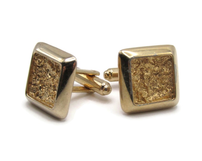 Vintage Cufflinks for Men: Inner Texture Inlay Gold Tone