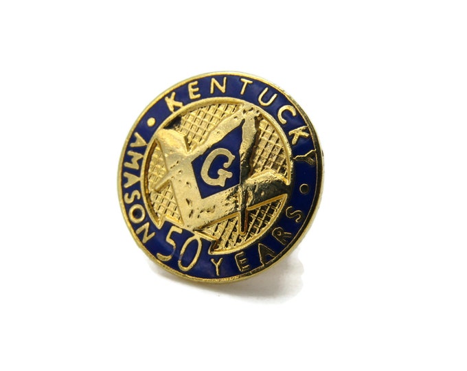 Kentucky Masonic G 50 Years Tie Pin Men's Jewelry Blue And Gold Tone