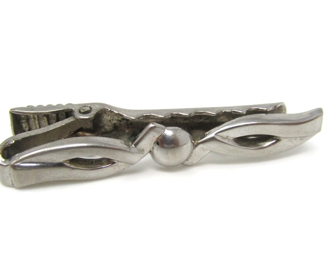 Modernist Propeller Design Tie Clip Bar Silver Tone Vintage Men's Jewelry Nice Design