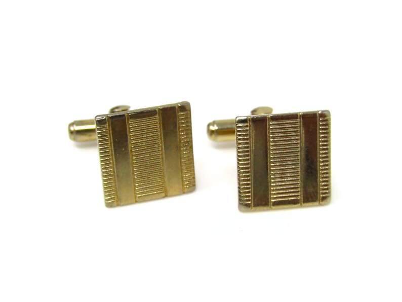 Vintage Cufflinks for Men: Small Gold Tone Squares Classic - Etsy