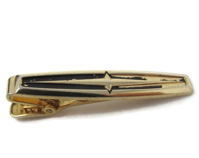 Retro Star Center Tie Bar Clip Vintage Men's Jewelry Gold Tone Nice Design