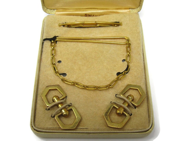 Nice Men's Jewelry Set: Vintage Gold Tone - Stand Out from the Crowd with Class High Quality