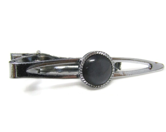 Dark Center Accent Tie Clip Tie Bar: Vintage Silver Tone - Stand Out from the Crowd with Class