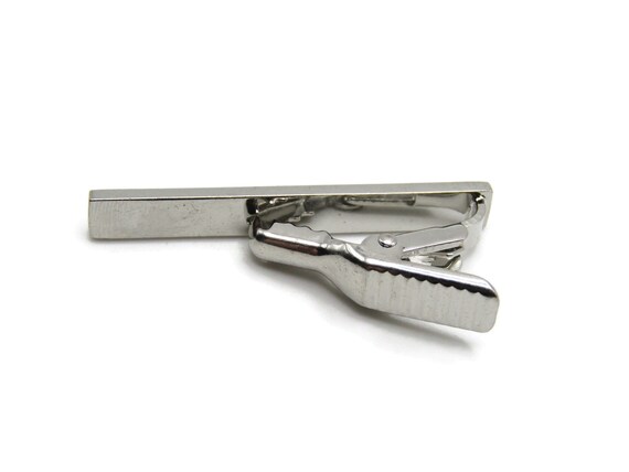 Vintage Etched Silver Tone Tie Clip: Dapper Recta… - image 3