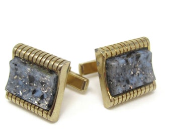 Blue Black Glass Sparkle Cufflinks for Men's Vintage Men's Jewelry Nice Design