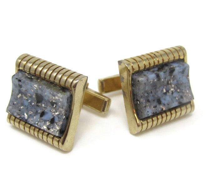 Blue Black Glass Sparkle Cufflinks for Men's Vintage Men's Jewelry Nice Design
