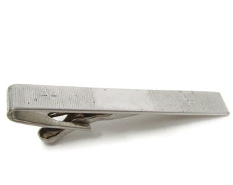 Double Stars Tie Clip Bar Silver Tone Vintage Men's Jewelry Nice Design