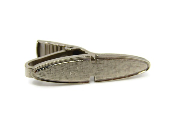 Modernist Tie Clip Men's Vintage Silver Tone Beau… - image 1