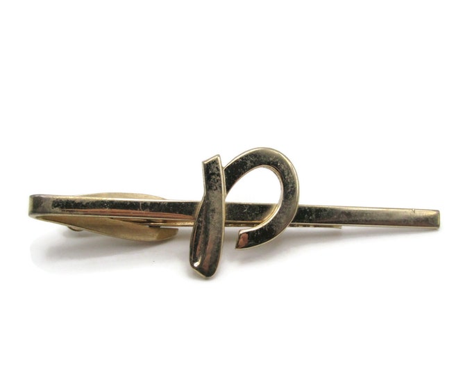 P Initial Letter Monogram Gold Tone Tie Clip Tie Bar Men's Jewelry
