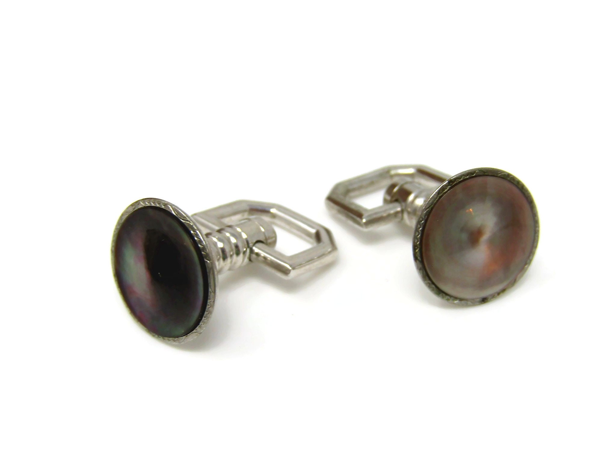 Dark Mother of Pearl Vintage Cuff Links Cufflinks for Men