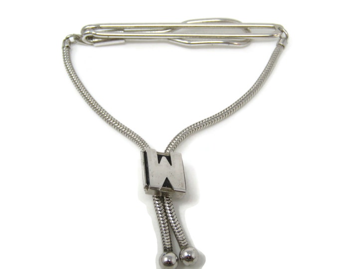Letter Double Chain Design Tie Bar Clip Silver Tone Stand Out w/ Style Fit In with Class