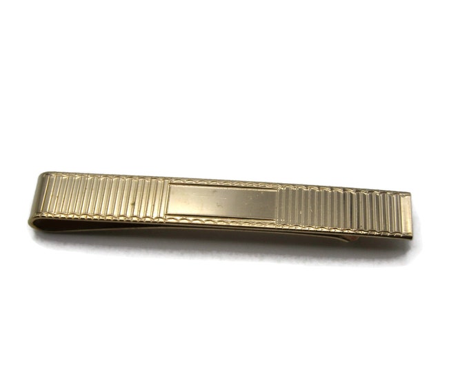 Vertical Striped Etching Gold Tone Industrail Classic Design Tie Clip Tie Bar Men's Jewelry