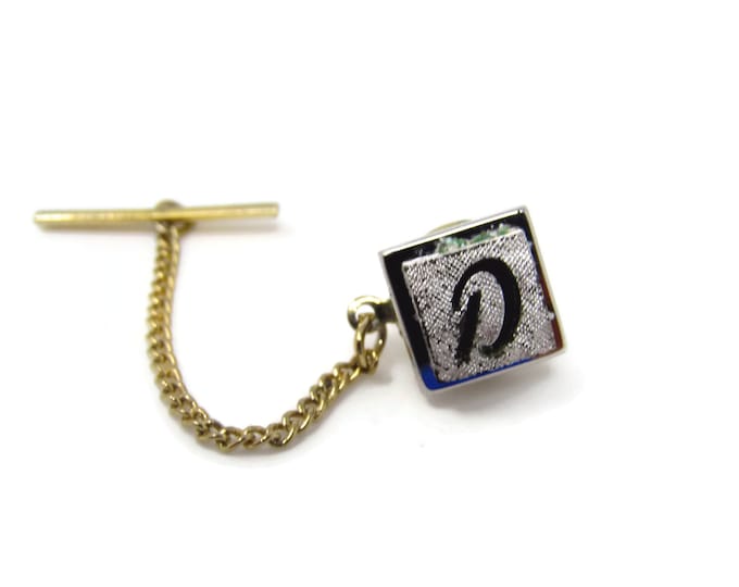 Vintage Tie Tack Tie Pin: Letter D Initial Silver Tone