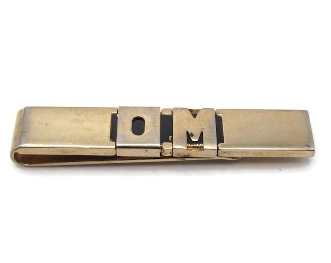 O.M. Initials Letters Monogram Gold Tone Tie Clip Tie Bar Industrial Men's Jewelry