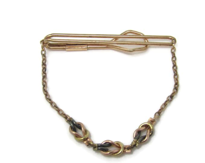 Rare Chain Design Tie Clip Tie Bar: Vintage Gold Tone - Stand Out from the Crowd with Class