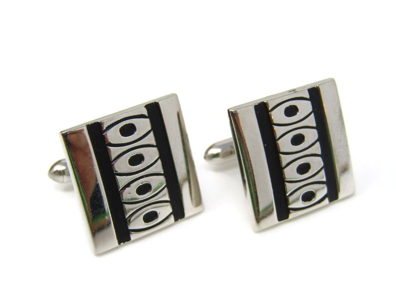 Black /& Silver Tone Cuff Links Cufflinks for Men Nice Design