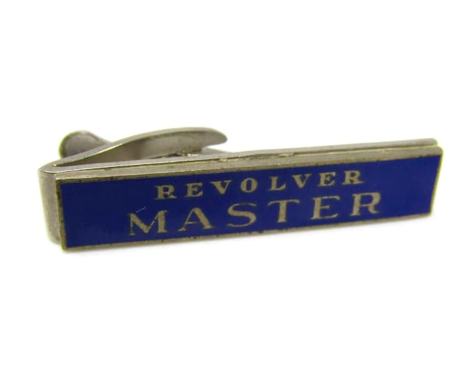 Rare Revolver Master Gun Tie Clip Tie Bar: Vintage Blue Enamel - Stand Out from the Crowd with Class