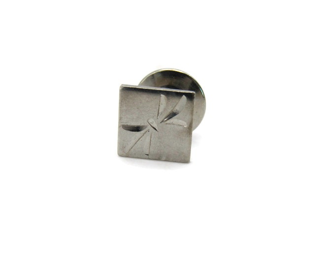 Square Etched Design Tie Pin Men's Jewelry Silver Tone