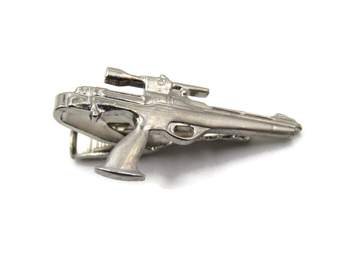 Gun Shooter Riffle Pistol Hunting Silver Tone Tie Bar Tie Clip Men's Jewelry