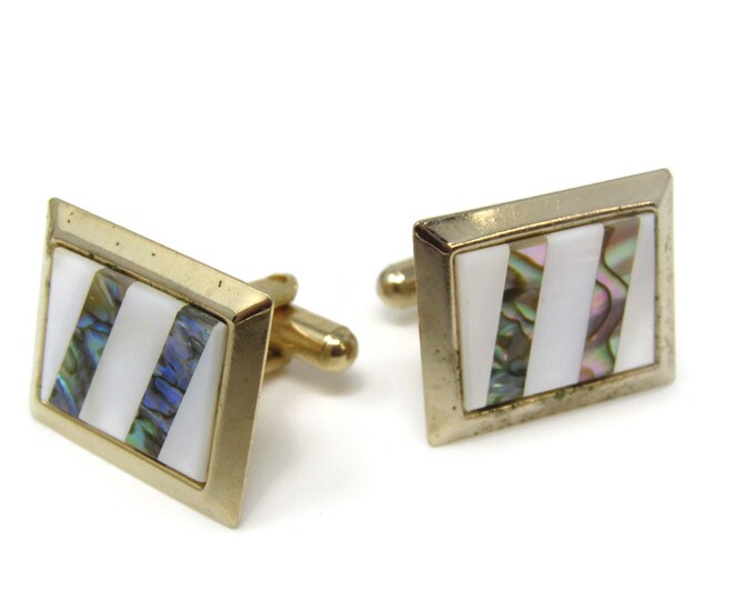 Mother of Pearl Dark Stripes Cufflinks for Men's Vintage Men's Jewelry Nice Design