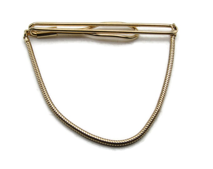 Open Body Design Tie Clip And Snake Chain Men's Jewelry Tie Bar Gold Tone