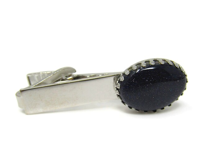 Dark Purple Sparkle Tie Clip Tie Bar: Vintage Silver Tone - Stand Out from the Crowd with Class