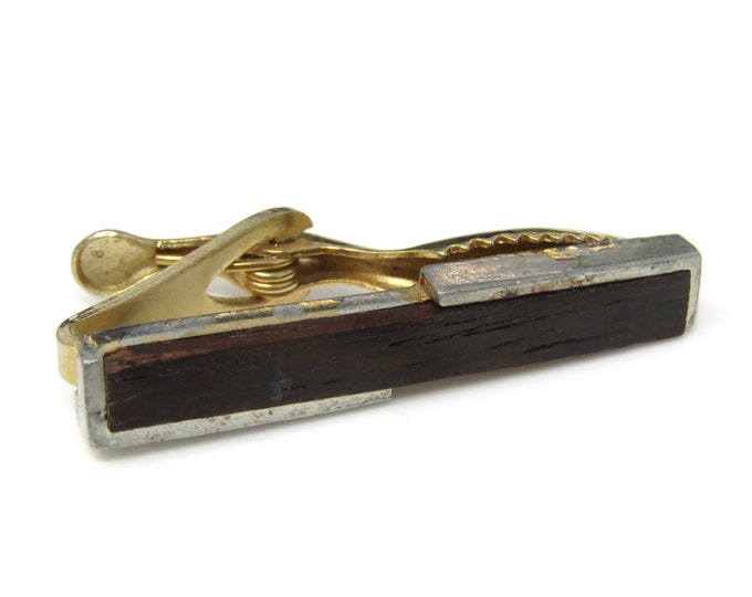 Wood Center Tie Clip Tie Bar: Vintage Gold Tone - Stand Out from the Crowd with Class