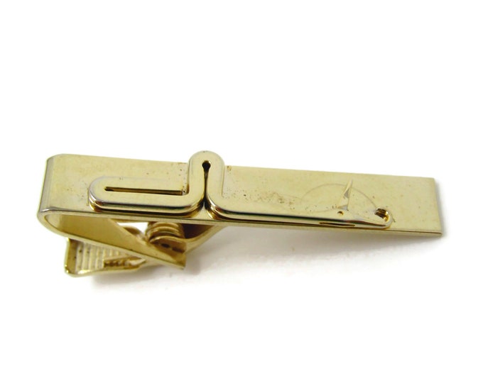 Latch System Tie Clip For Men Vintage Tie Bar Nice Design Gold Tone